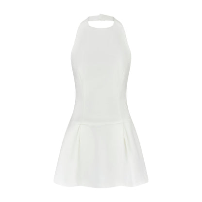 Sasha | De ultieme muze witte mini-jurk met verlaagde zoom